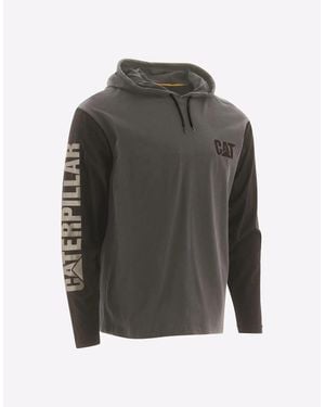 Caterpillar Hooded Long Sleeve T-Shirt Dark Shadow - Grey
