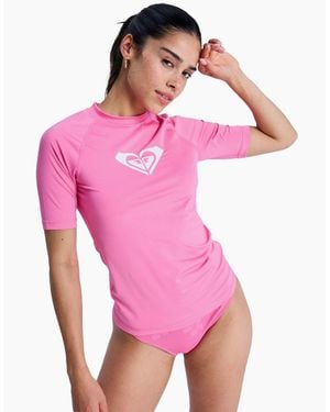Roxy Whole Hearted Upf 50 Short Sleeve Rash Vest - Pink