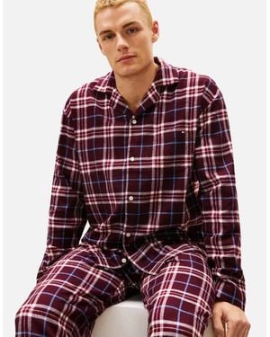 Tommy Hilfiger Tartan Flannel Pyjamas Gift Set, Burgundy - Red