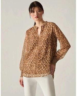 James Lakeland Camel Leopard Print Blouse - Brown