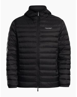 ARMANI EXCHANGE Full Zip Fine Padded Hooded Jacket - Black