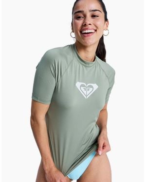 Roxy Whole Hearted Upf 50 Short Sleeve Rash Vest - Green