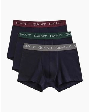 GANT 3-Pack Classic Logo Boxer Trunks, W/ Burgundy//Taupe - Blue