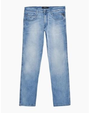 Replay Anbass Power Stretch Slim Fit Light Wash Jeans - Blue