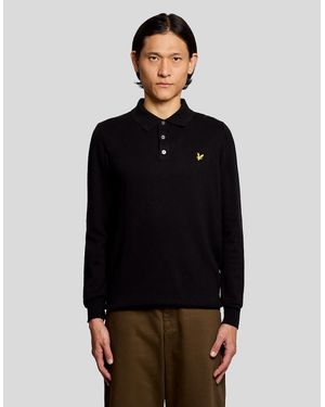 Lyle & Scott Merino Blend Long Sleeve Polo Shirt - Black