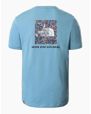 The North Face T Shirts Crew Neck Short Sleeve Box Cotton Tee - Blue