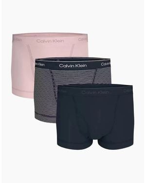 Calvin Klein 3-Pack Cotton Classics Stripe Boxer Trunks - Blue