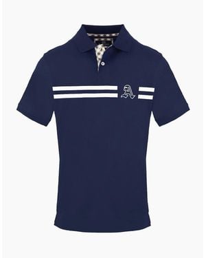 Aquascutum Collared Neck Short Sleeve Polo Shirt - Blue