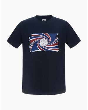 Pretty Green Swirl Logo Print Regular Fit T-Shirt - Blue