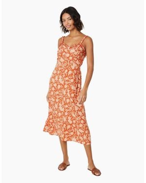 Dorothy Perkins Ladies Floral Button Through Midi Dress - Orange
