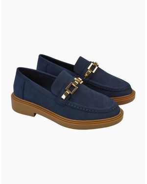 XY London Ladies Dakoa Chain Detail Loafers - Blue