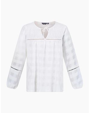 Regatta Calluna Keyhole Neck Long Sleeve Peasant Blouse - White