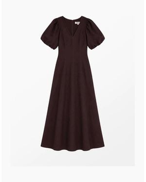Ro&zo Chocolate- Puff-Sleeve Midi Dress - Purple