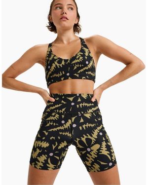 Roxy Heart Into It Patterned Biker Running Shorts - Black