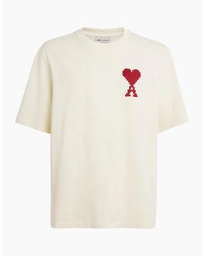 Ami Paris Ami De Coeur Zig Zag Logo T-Shirt - White