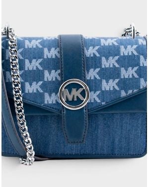 Michael Kors Greenwich Small Logo Jacquard Denim Crossbody Bag - Blue