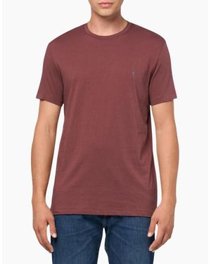 AllSaints All Saints T Shirts Crew Neck Slim Short Sleeve Casual Summer Cotton Tee - Red