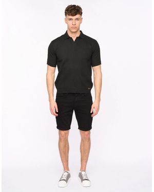 Duck and Cover Morwin Collared Neck Short Sleeve Regular Fit Shirt - Black