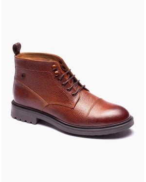 Base London London Mercer Leather Tan Ankle Boots - Red