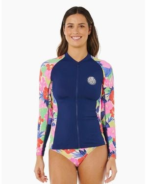 Rip Curl Rip Curl Party Wave Zip Up Long Sleeve Rash Vest - Blue
