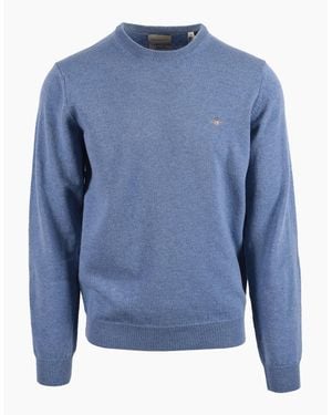GANT Superfine Lambswool Crew Neck Horizon - Blue