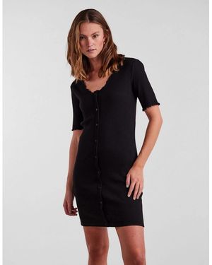 Pieces Nukisa V-Neck Mini Bodycon Dress - Black