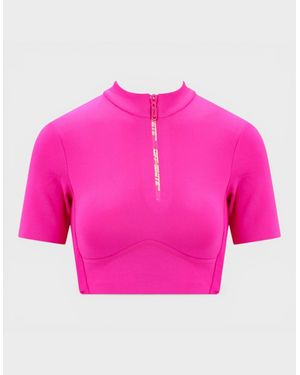 Off-White c/o Virgil Abloh Zip Logo Crop Tee Fuchsia - Pink