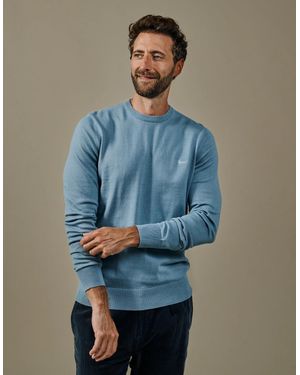 aubi Raven Cotton Crew Neck Jumper - Blue