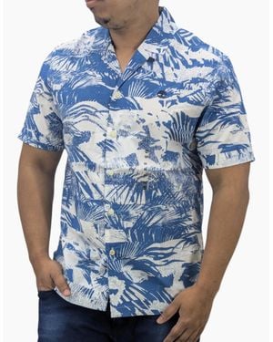 Timberland Hawaiian Shirt Vintage Casual Beach Summer Holiday Floral - Blue