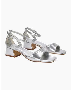 XY London Ladies Hayley Cut Out Metallic Strappy Low Block Heel Sandals