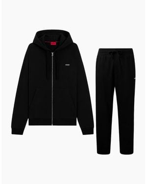 BOSS Dapozip Deryonte Open Bottoms Zip Hooded Tracksuit - Black