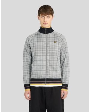 Lyle & Scott Hawick Cotton Check Track Jacket - Grey