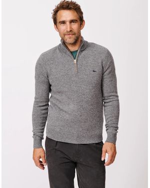 aubi Pepper Lambswool Zip Neck - Grey