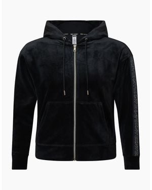 DKNY Velour Full-Zip Hoodie - Black