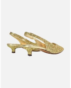XY London Ladies Gerri Glitter Sling Back Kitten Heel Court Court Shoes - Metallic
