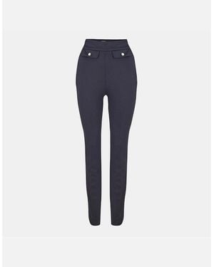 BOSS Tubeka Solid Patterned Slim Cigarette Trousers - Blue