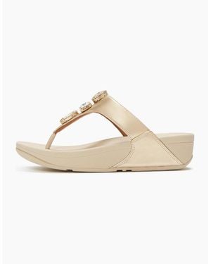 Fitflop Lulu Ultra-Jewel Metallic Toe-Post Sandals - White