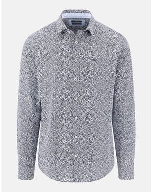 Fynch-Hatton Essential Premium Print Kent Collar Shirt - Blue