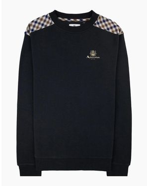 Aquascutum Cc Shoulder Crewneck Fleece 16 - Black
