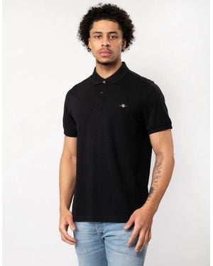 GANT Regular Fit Short Sleeve Shield Logo Pique Polo Nos - Black