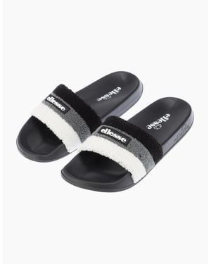 Ellesse Triply Stripe Patterned Open Toe Slides - Black