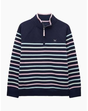 Crew Half Zip Striped Sweatshirt - Blue