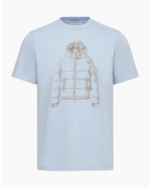 Moncler Printed Cotton T Shirt - Blue