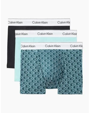 Calvin Klein 3 Pack Icon Cotton Stretch Relaxed Fit Trunk - Blue