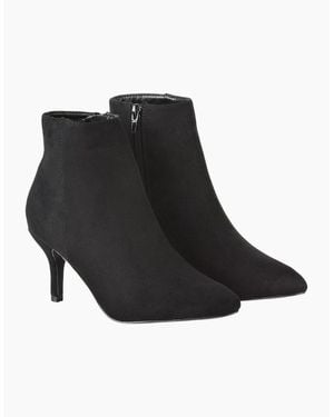 XY London Ladies Anastsia Side Zip Mid Kitten Heel Ankle Boots - Black