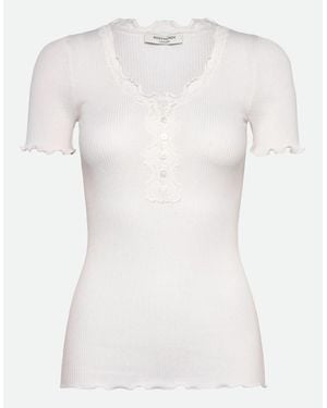 Rosemunde Beatha Short Sleeve Button T Shirt - White