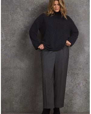 Live Unlimited London Herringbone Wide Leg Trouser - Grey