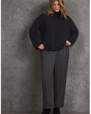 Live Unlimited London Herringbone Wide Leg Trouser - Grey