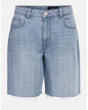 Noisy May Loose Baggy Fit Denim Bermuda Shorts - Blue