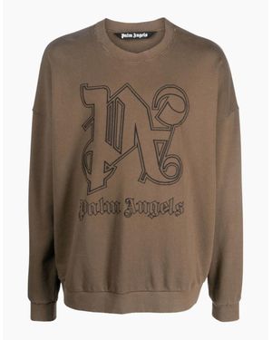 Palm Angels Pa Monogram Statement Crew - Brown